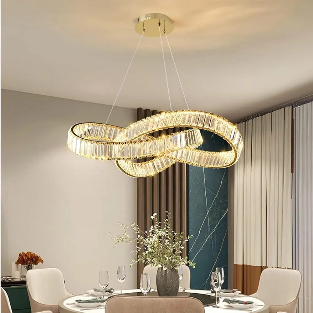 Toolight Toolight, LED závesné svietidlo 58cm, 49W, APP1538-CP, zlatá lesklá, OSW-05474