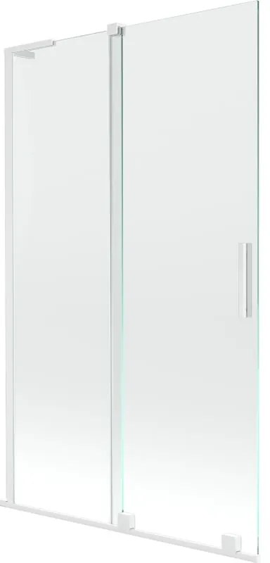 Mexen Velar L, 2-krídlová posuvná vaňová zástena 110 x 150 cm, 8mm číre sklo, biely profil, 896-110-003-01-20