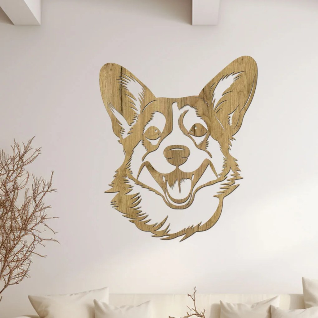 dřevo života Drevená dekorácia Corgi hlavy Rozmery - cm: 34x40, Zvoľte farbu dekoru: Wenge