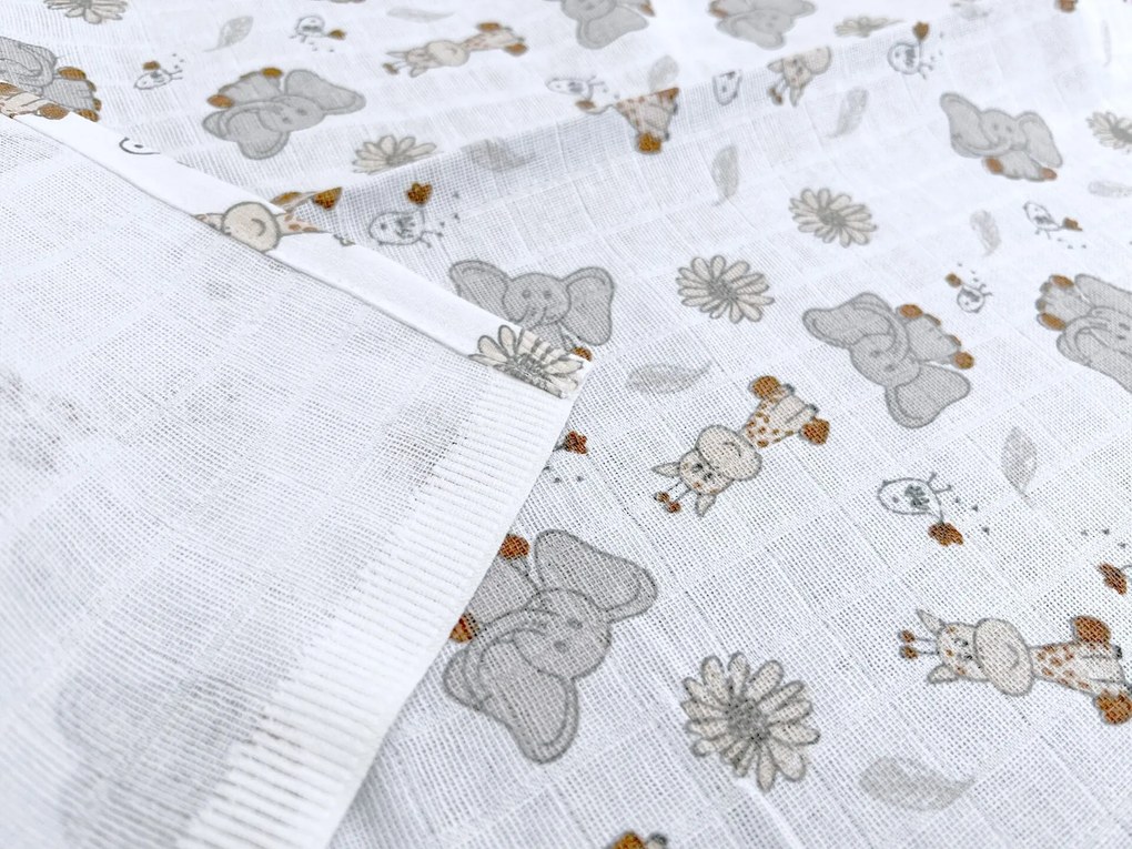 Bavlnená plienka Sloník a žirafka | 90x100