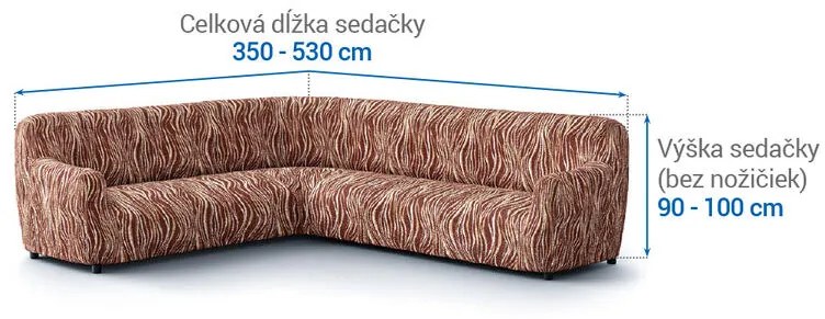 Bielastické poťahy UNIVERSO NOVÉ žíhané hnedé rohová sedačka (š. 350 - 530 cm)