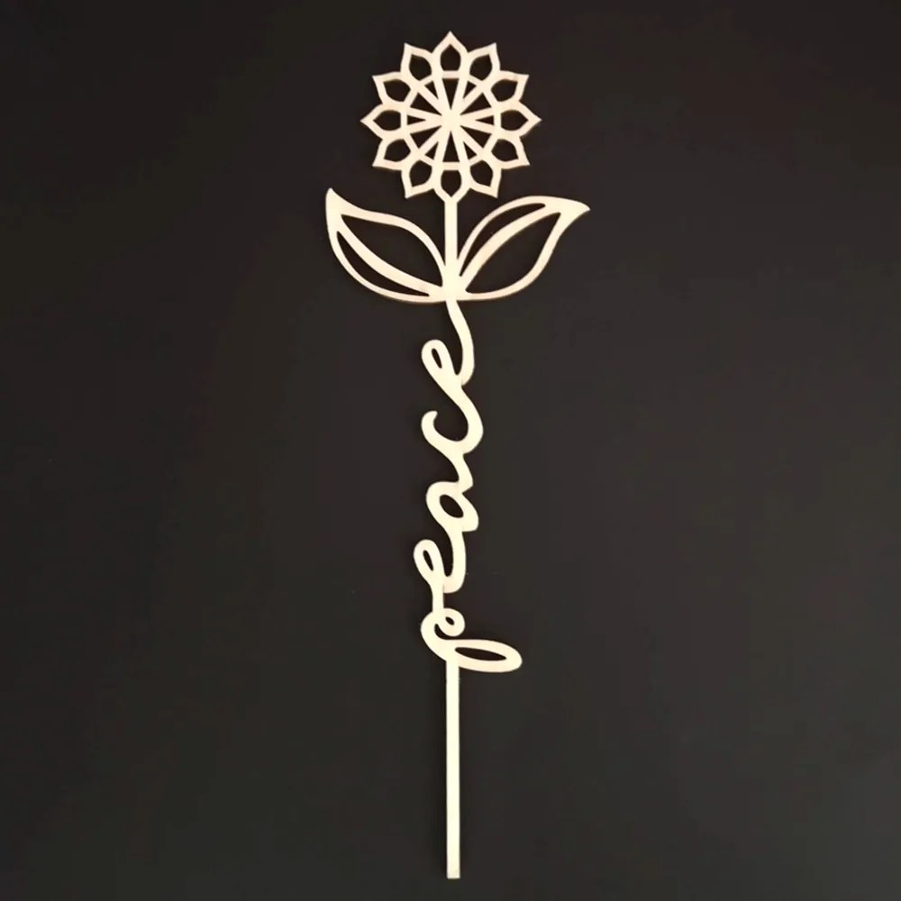 AMADEA Drevený zápich kvetina - Peace, dĺžka 28 cm