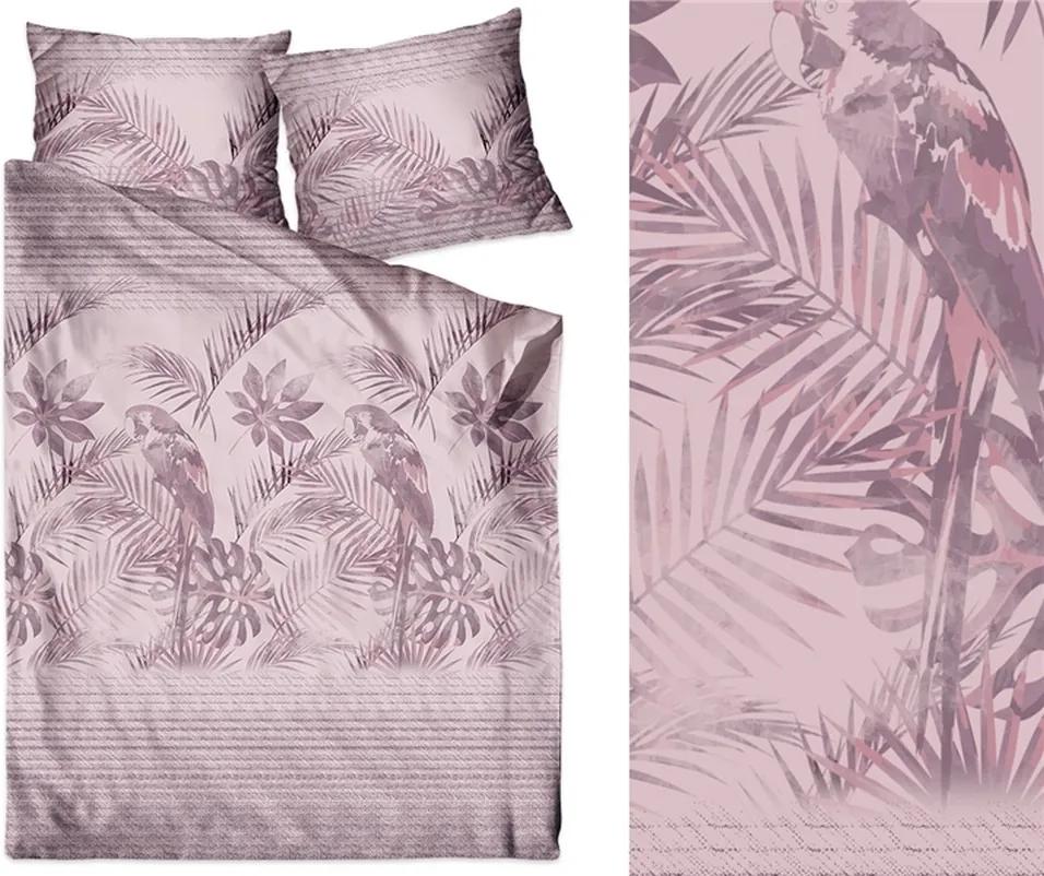 DomTextilu Krásne bavlnené posteľné obliečky s tropickým motívom 3 časti: 1ks 200x220 + 2ks 70 cmx80 Ružová 32756-163167