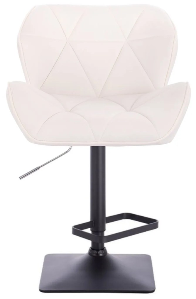 LuxuryForm DESIGN Barová stolička MILANO VELUR na čiernej hranatej podstave - biela