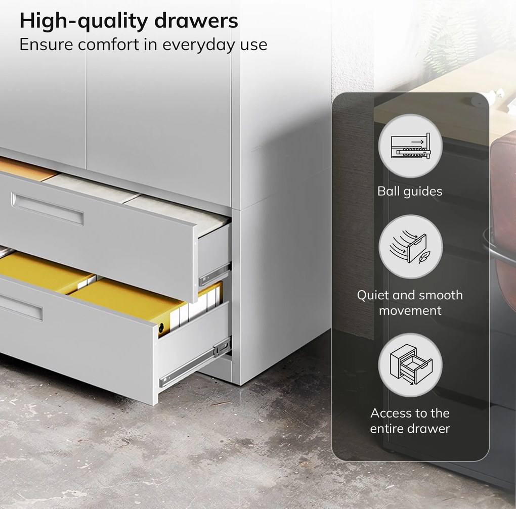 Kovová modulárna multifunkčná skriňa na podstavci sivá MEGAN 1600 x 900 x 400 mm