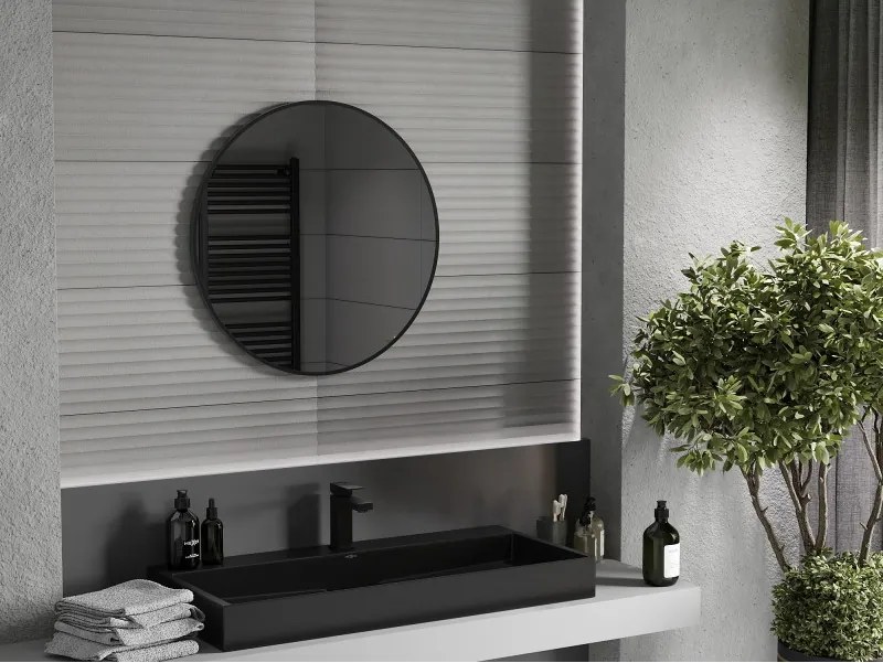 Mexen Loft kúpeľňové zrkadlo okrúhle 70 cm, čierny rám - 9850-070-070-000-70