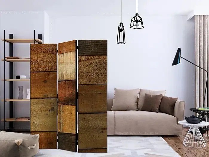 Paraván - Wooden Textures [Room Dividers] Veľkosť: 135x172, Verzia: Jednostranný