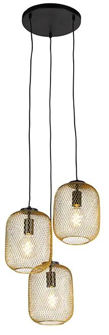 Art Deco závesná lampa zlatá 45 cm 3-svetlá - Bliss Mesh