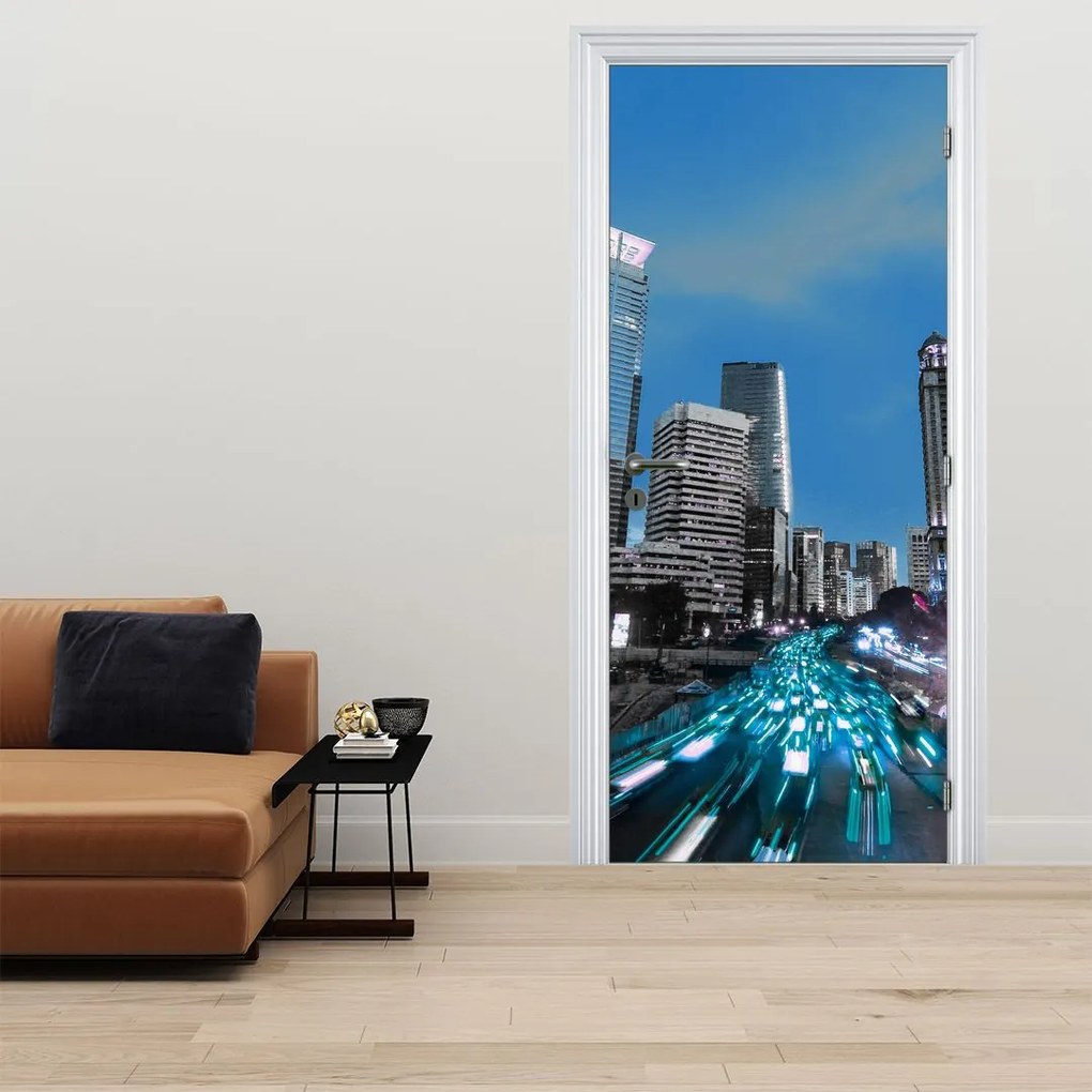 Fototapeta na dvere - Nočné mesto (95x205cm)