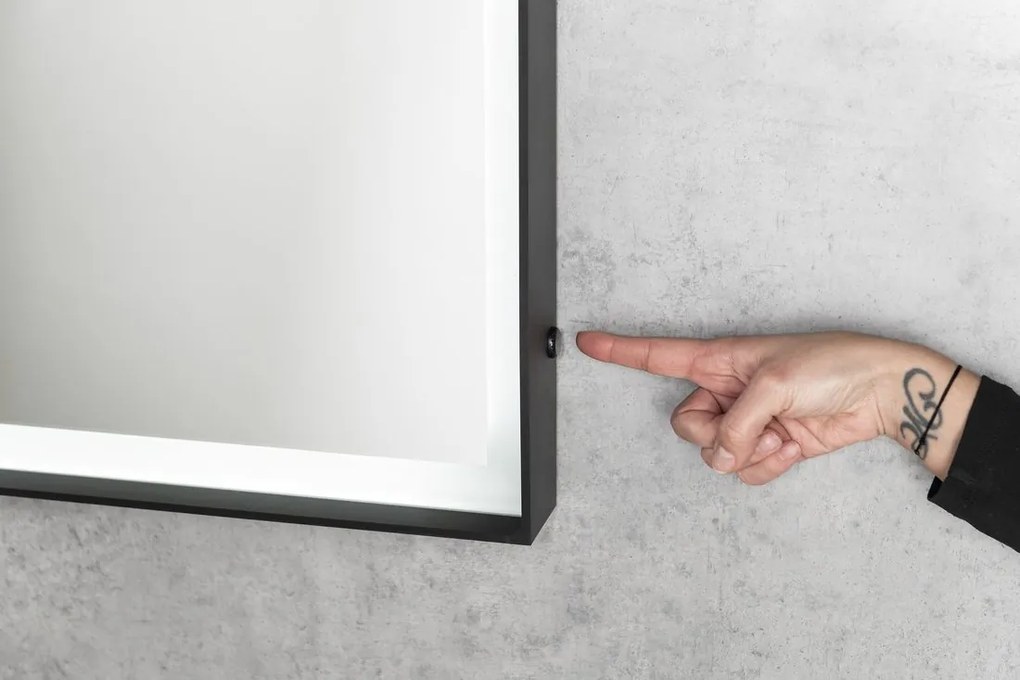 Sapho Sapho, SORT zrkadlo s LED osvetlením 60x80cm, bezdotykový IR senzor, 2700-6500K, čierna mat, ST080S