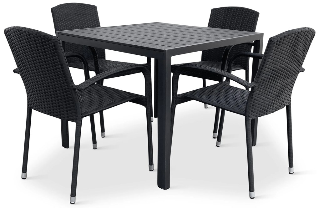 Noela Záhradný jedálenský set Viking M + 4x ratanová stolička Roma