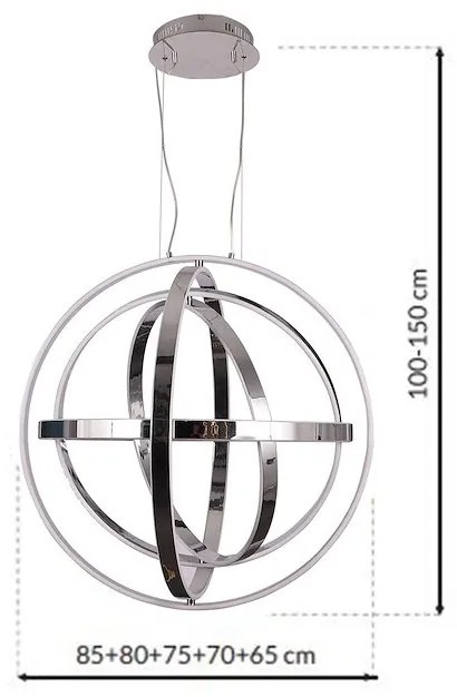 Závesné LED svietidlo Copernicus, 5x LED 260w, 3000k, ch