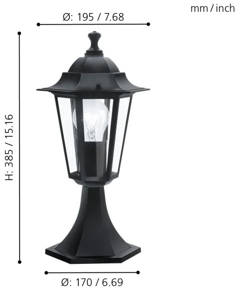 EGLO 22472 - Vonkajšia lampa LATERNA 4 1xE27/60W čierna IP44