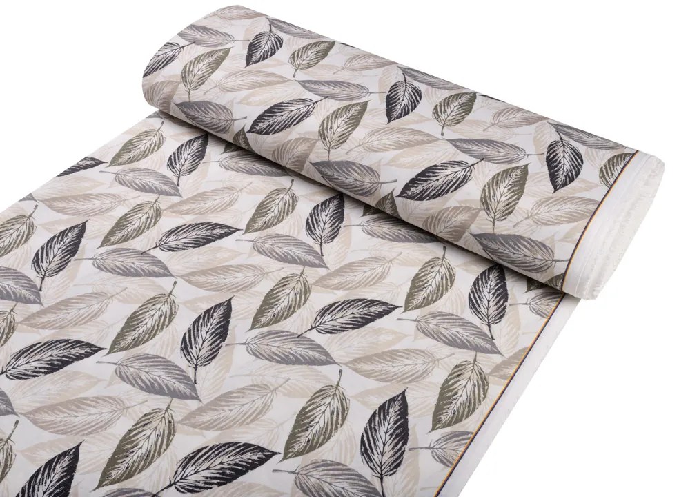 Biante Dekoračný štvorcový obrus PML-056 Zeleno-čierne listy na béžovom 120x120 cm