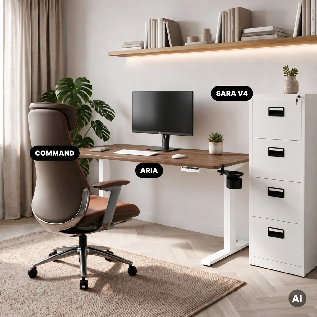 Elektrický stôl s nastaviteľnou výškou ergonomický biely/orech,1400x700 mm: ARIA