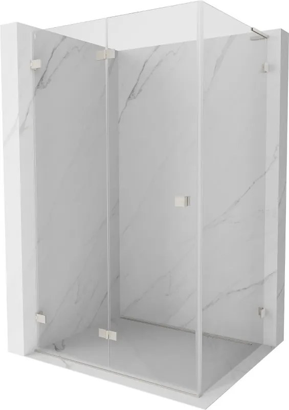 Mexen Lunar-F L, 1-krídlový sprchový kút so skladacími dverami, ľavý, 80 x 70 cm, 8mm číre sklo, brúsená oceľ profil, 836L-080-070-97-00-L