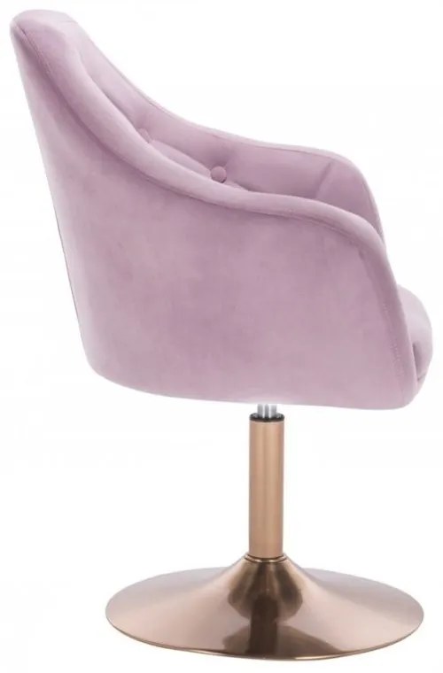 LuxuryForm DESIGN Kreslo ANDORA VELUR na zlatom tanieri - levanduľa