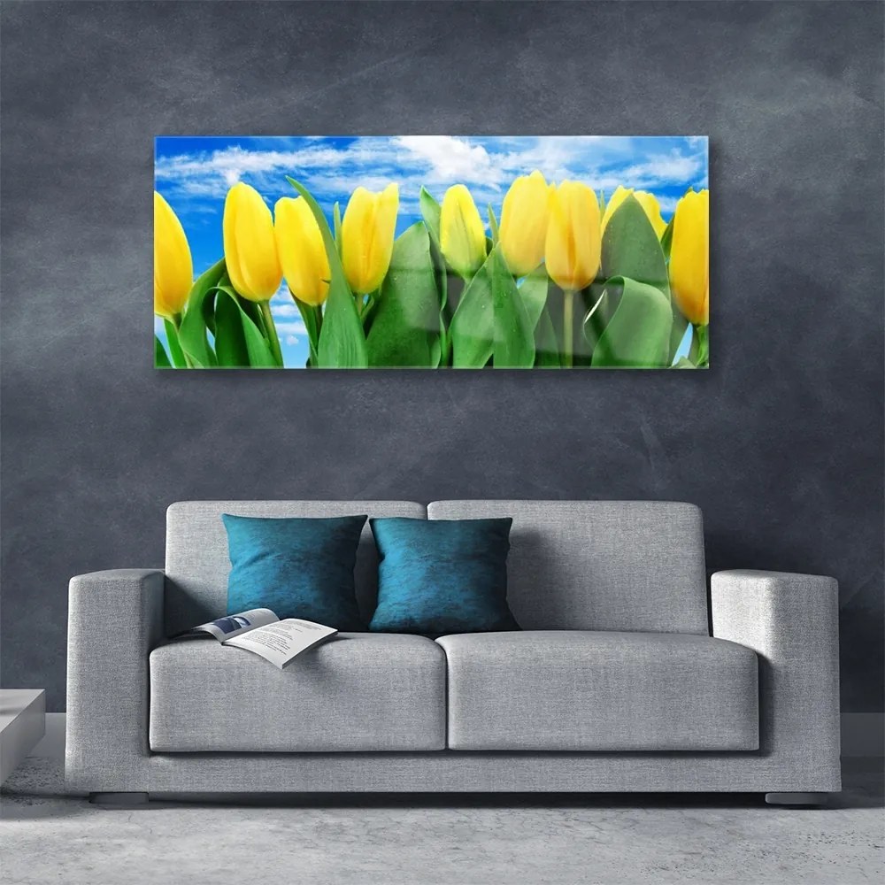 Obraz na akrylátovom skle Tulipány kvety 125x50 cm