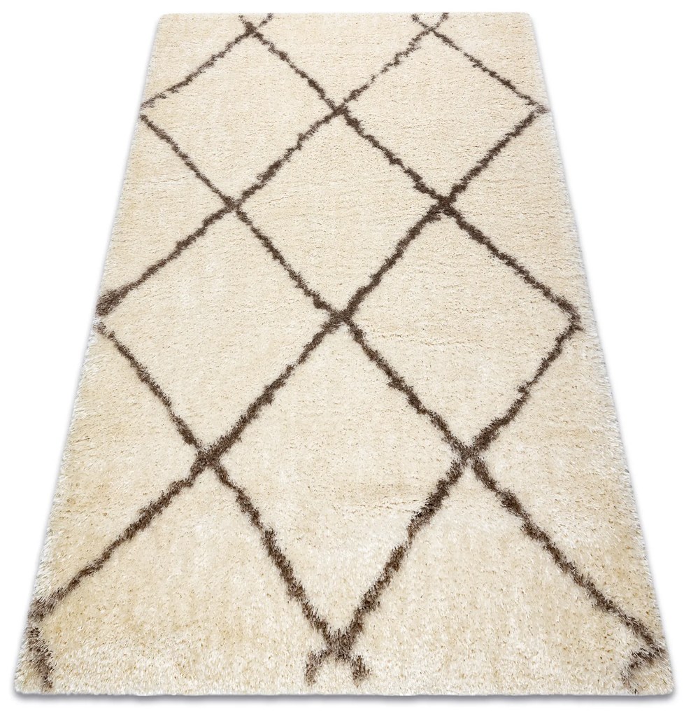 Koberec FLUFFY 2373 shaggy mriežka krém / béžový