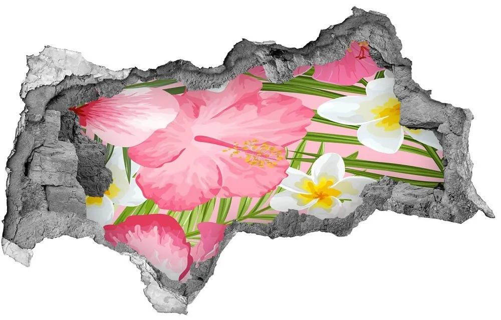 Nálepka 3D diera na stenu Tropické kvety nd-b-104523837