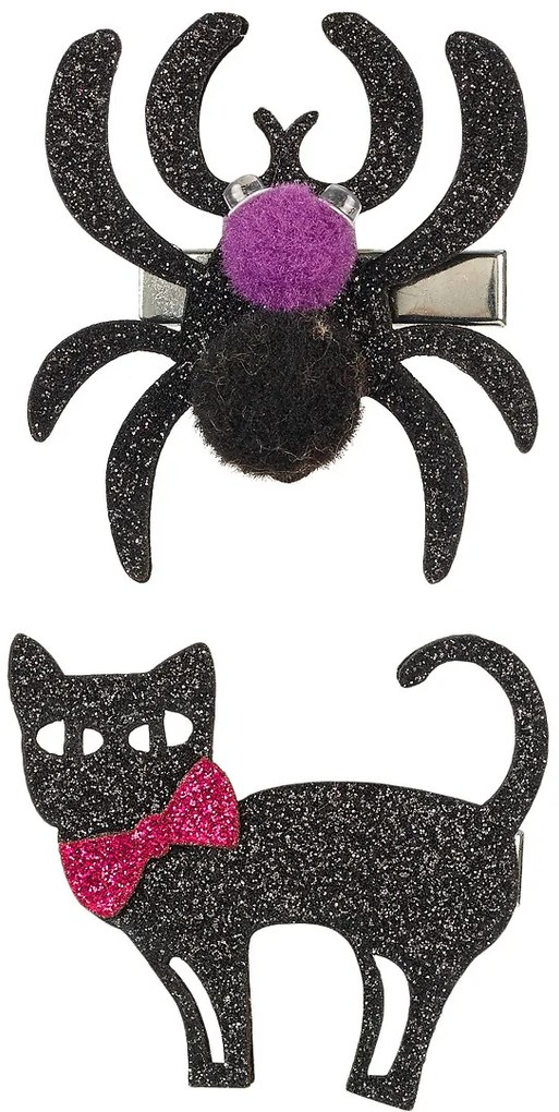 Souza! – Sponky do vlasov Sybil – halloweenska mačka a pavúk – 2 ks