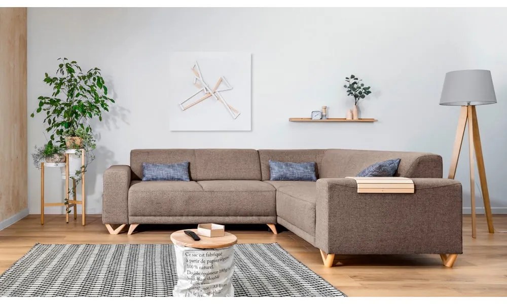 Hnedá rozkladacia/s úložným priestorom rohová pohovka (pravý roh/do L) Classy Sophie – Miuform
