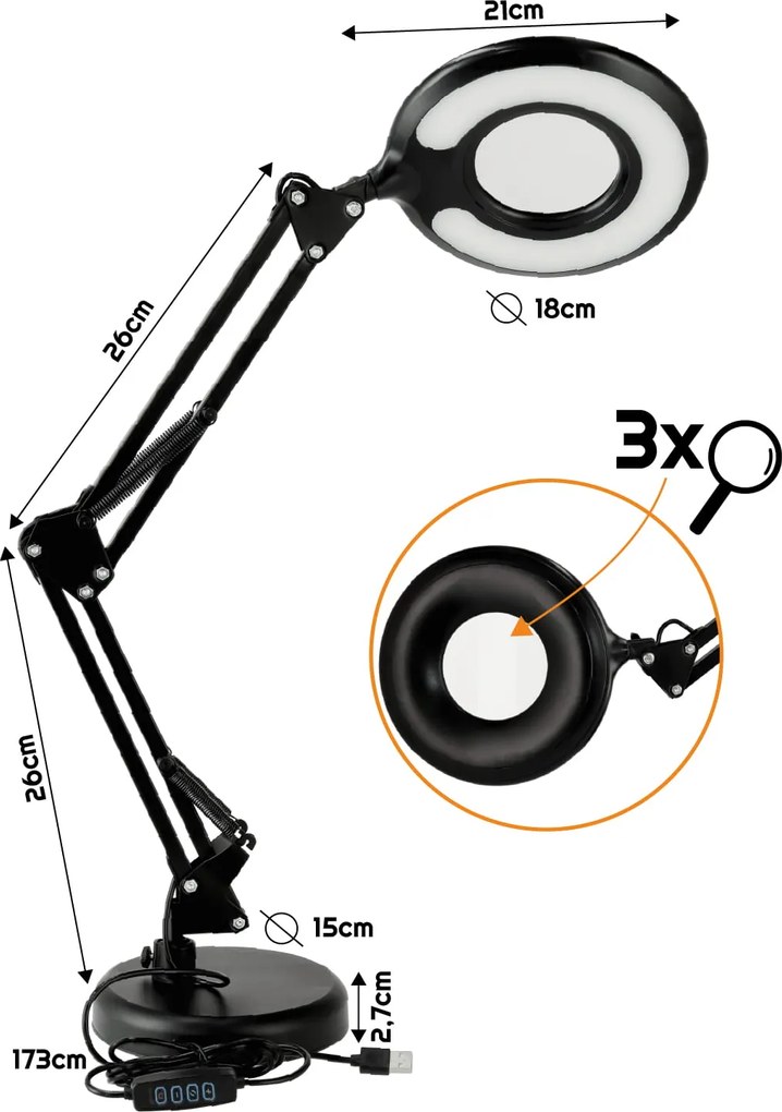 BERGE Stolná LED lampa 8W CCT čierna