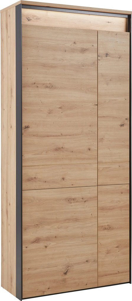 XXXLutz PREDSIEŇOVÁ SKRIŇA, čierna, dub artisan, 87,7/200/37,8 cm Voleo - Skrine do chodby - 000589000505