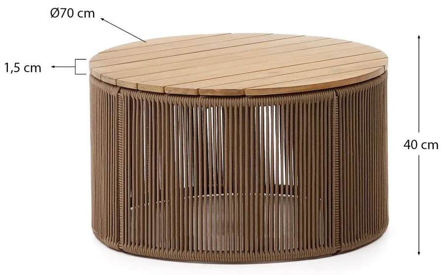 Okrúhly záhradný odkladací stolík s doskou z akácie ø 70 cm Dandara – Kave Home