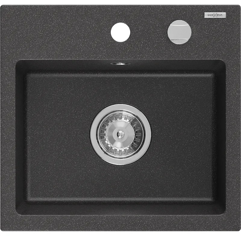 Mexen Milo - drez granitový 43,5x41,0cm, 1-komorový, čierna-škvrny, 6505441000-76