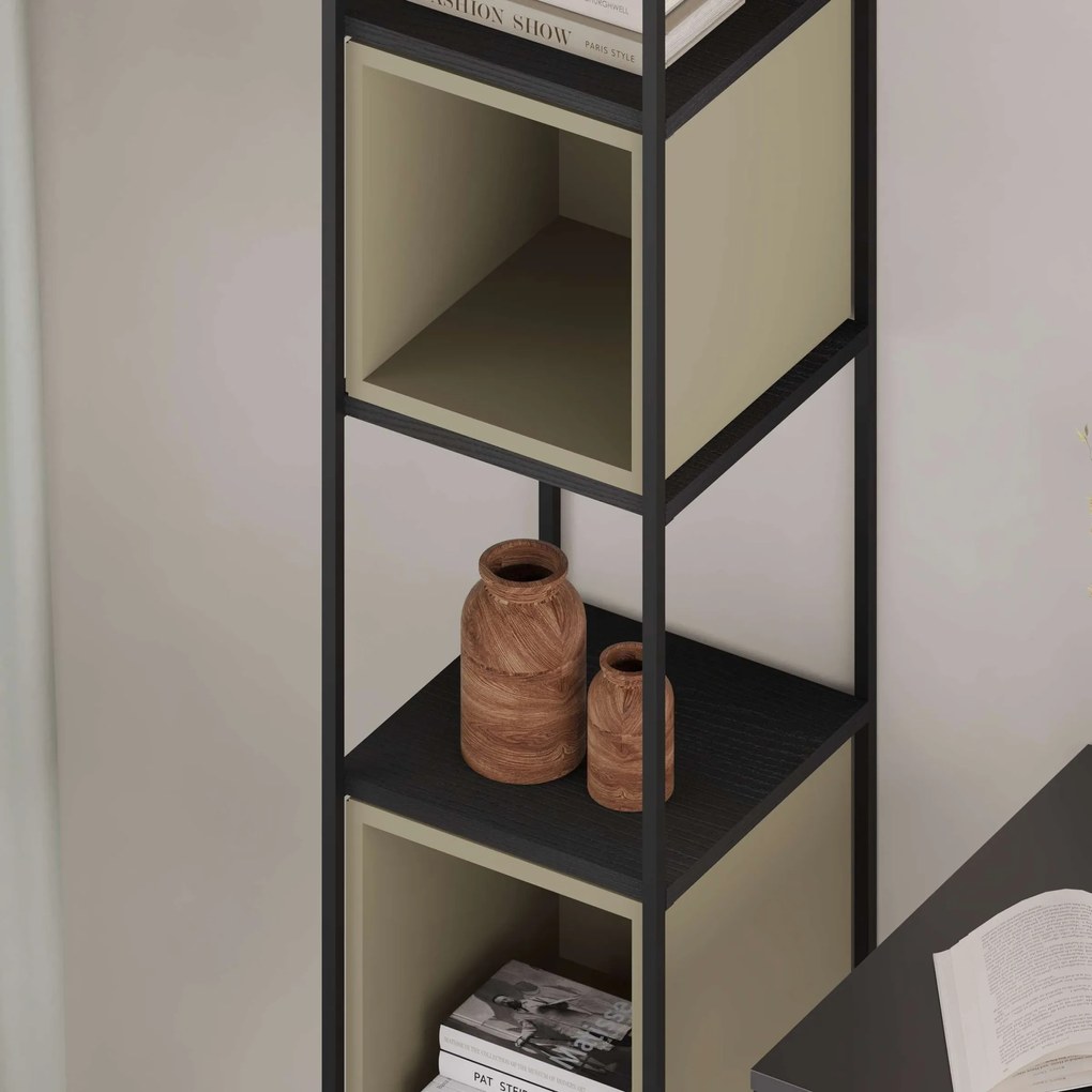 Knižnica Houseland Vale Mini čierna/sivo-zelená