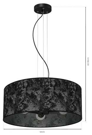 Luster na lanku SATINO 3xE27/60W/230V čierna/šedá