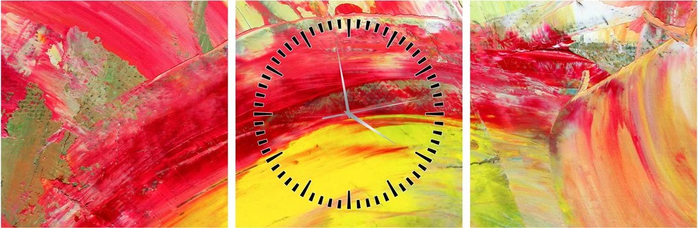 Obraz abstrakcie - maľba (s hodinami) (90x30 cm)