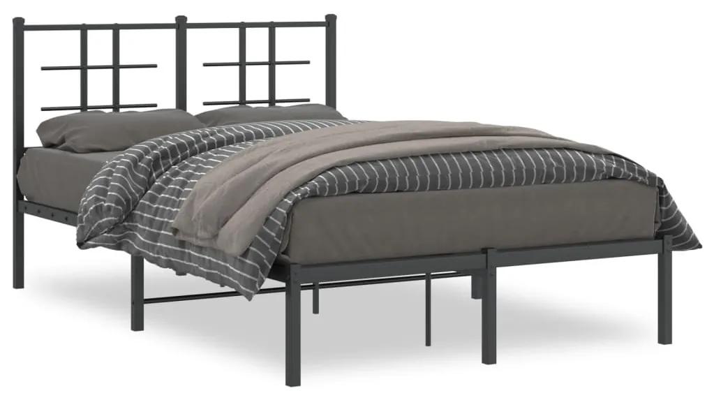 Kovový rám postele s čelom čierny 120x200 cm 355559