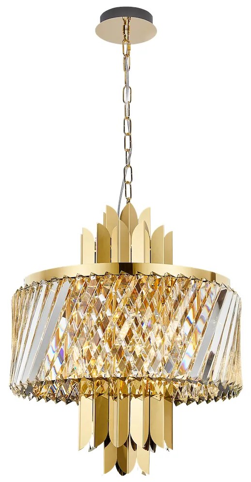 EUlight Luster Margot, 1x krištáľové/zlaté kovové tienidlo, (fi 43cm), g