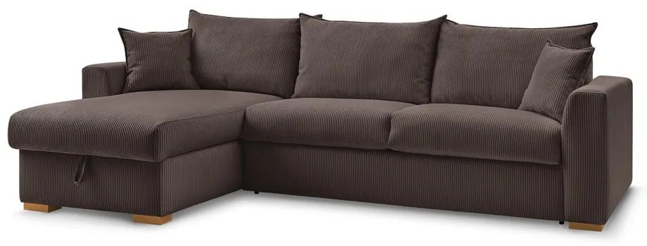 Hnedá menčestrová rozkladacia rohová pohovka (variabilná) Augustin – Bobochic Paris