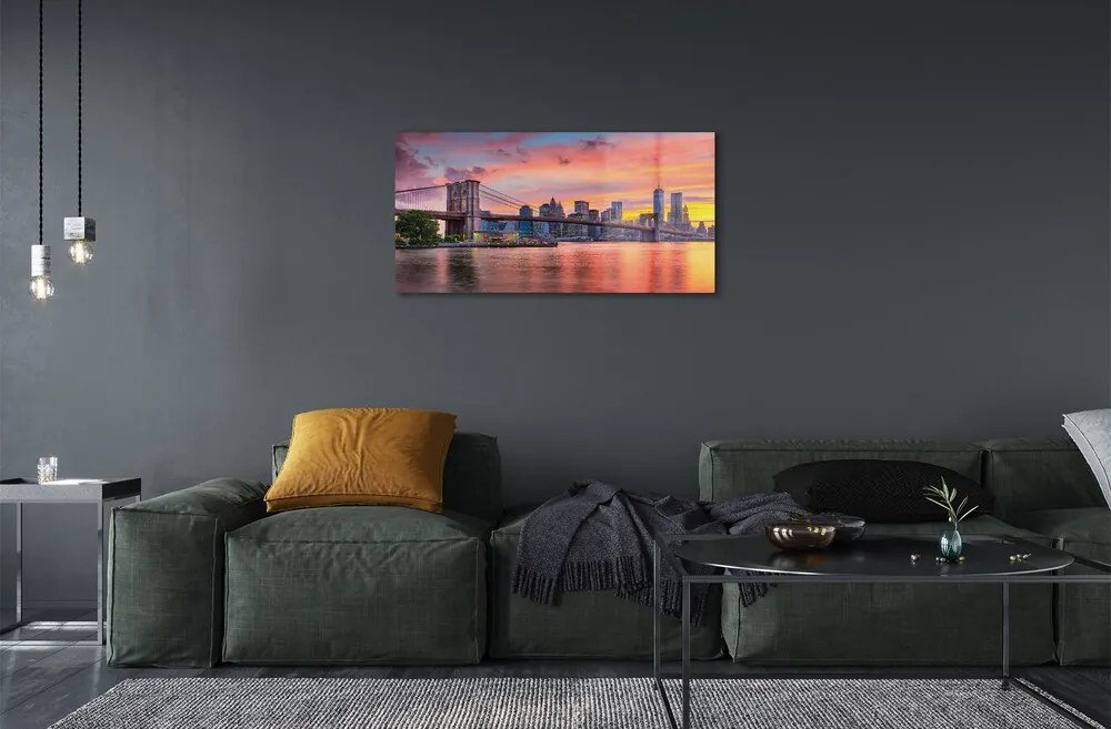 Sklenený obraz most sunrise 125x50 cm