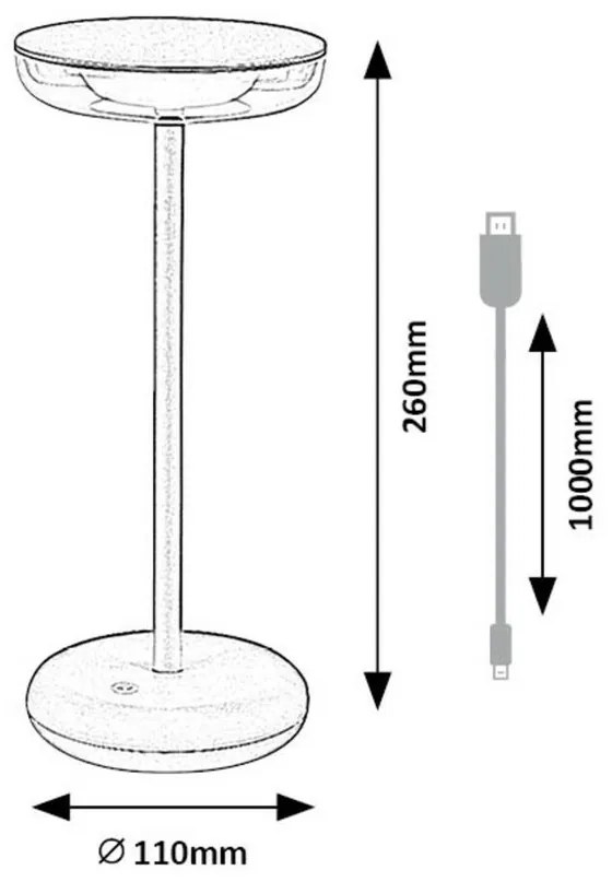 Rabalux 77089 stolná LED lampa s USB dobíjaním Konin