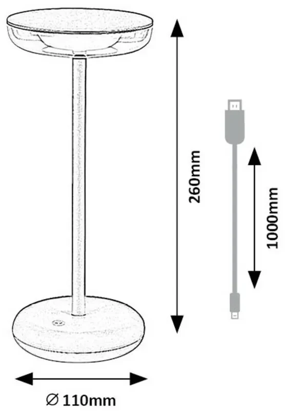 Rabalux 77089 stolná LED lampa s USB dobíjaním Konin