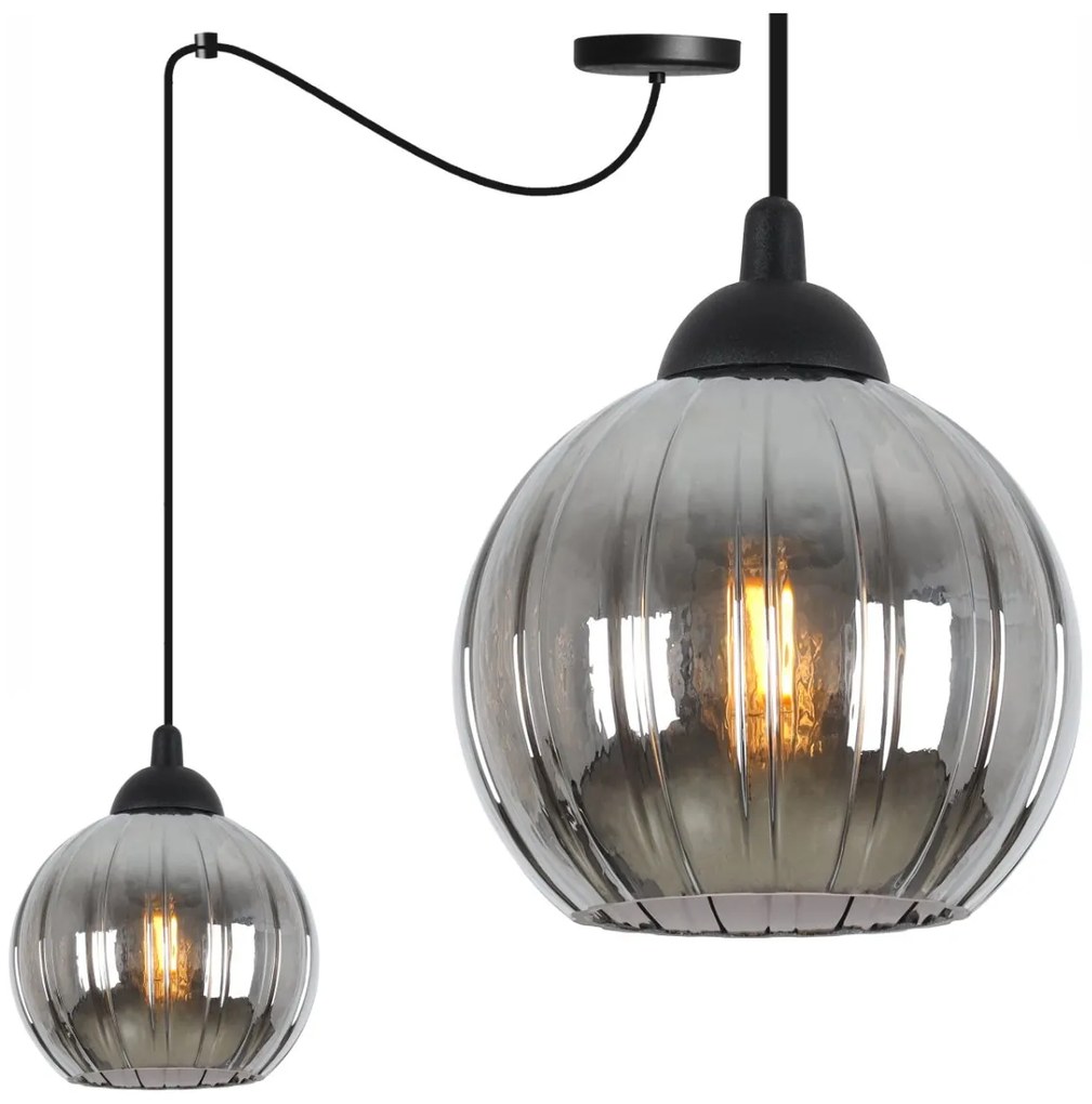 Závesné svietidlo Costa Spider, 1x grafitové sklenené tienidlo, b