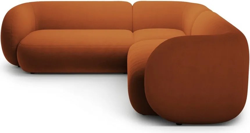 Zamatová rohová pohovka v terakotovej farbe Kate – Micadoni