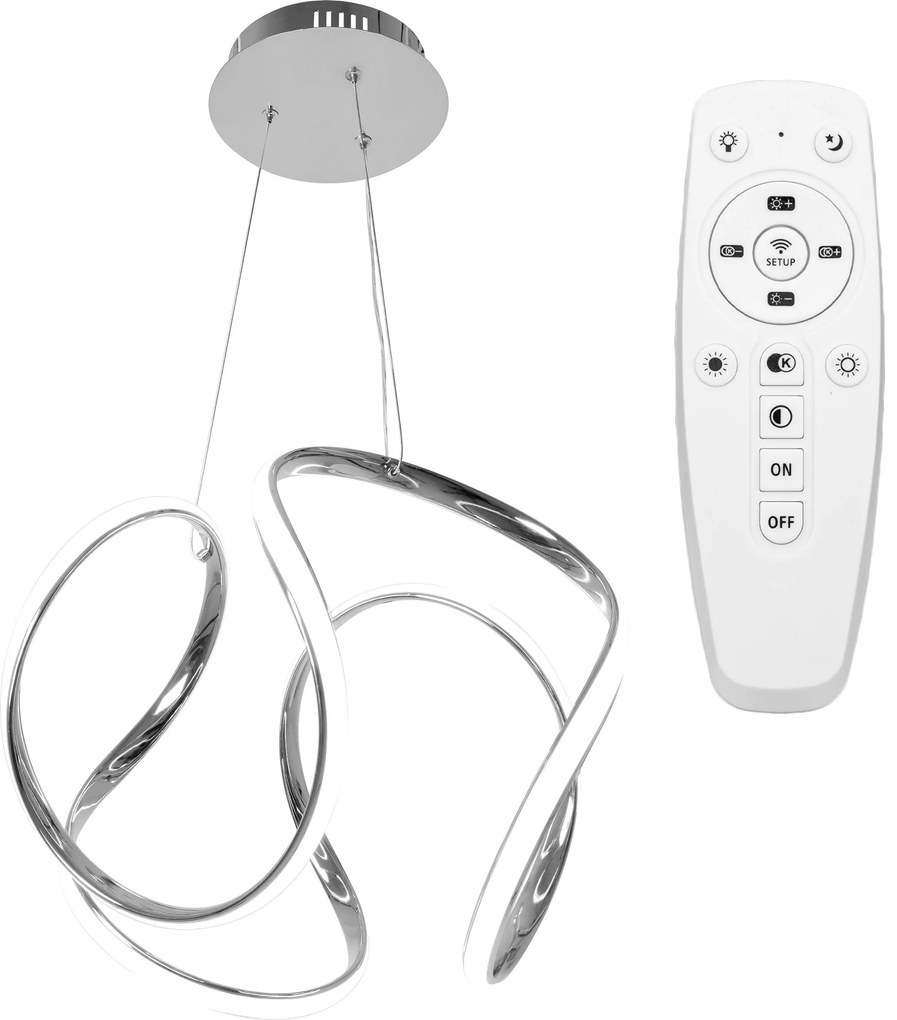 Toolight Toolight, LED závesné stropné svietidlo 60W + diaľkové ovládanie APP385-CP, chrómová, OSW-06901