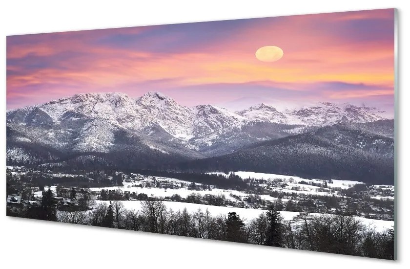 Sklenený obraz horské zimné 120x60 cm