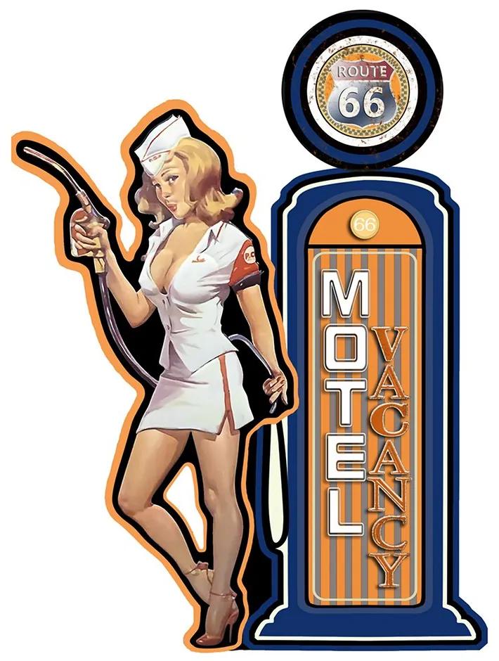 Nástenná kovová ceduľa Motel Route 66 - 48*1*65 cm