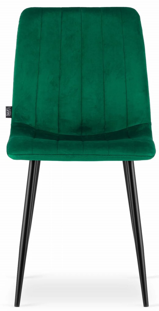 Zelená zamatová stolička LAVA s čiernymi nohami