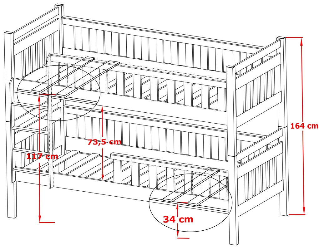 Detská posteľ 80 x 180 cm KARLA (s roštom a úl. priestorom) (borovica). Vlastná spoľahlivá doprava až k Vám domov. 1013196