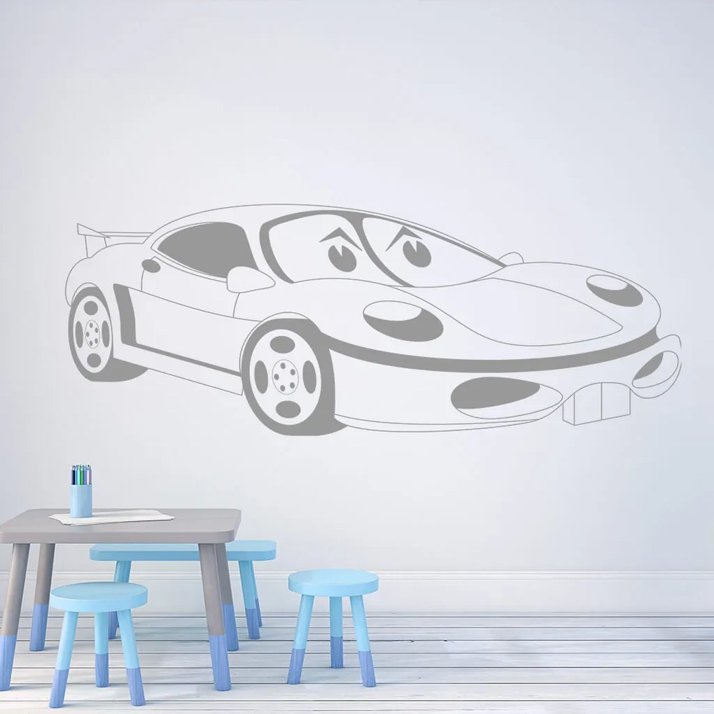 Veselá Stena Samolepka Detské autíčko Porsche Farba: černá, Veľkosť: 40 x 18 cm