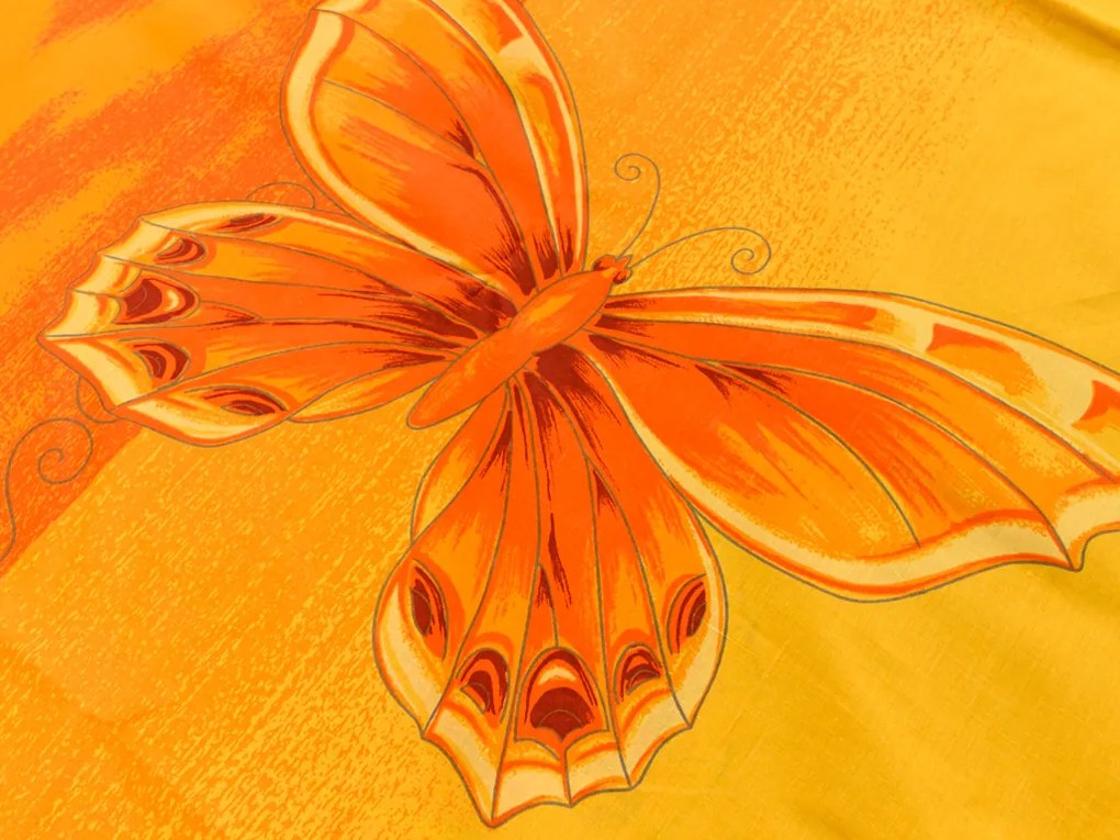 Bavlnené obliečky ORANGE BUTTERFLY žlto-oranžové Rozmer obliečky: 70 x 90 cm | 140 x 200 cm