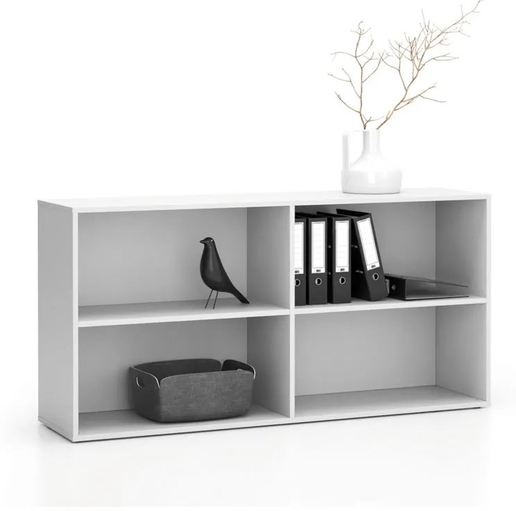 Kancelársky policový regál LAYERS, dlhý, 2 police, 1582 x 400 x 777, biela