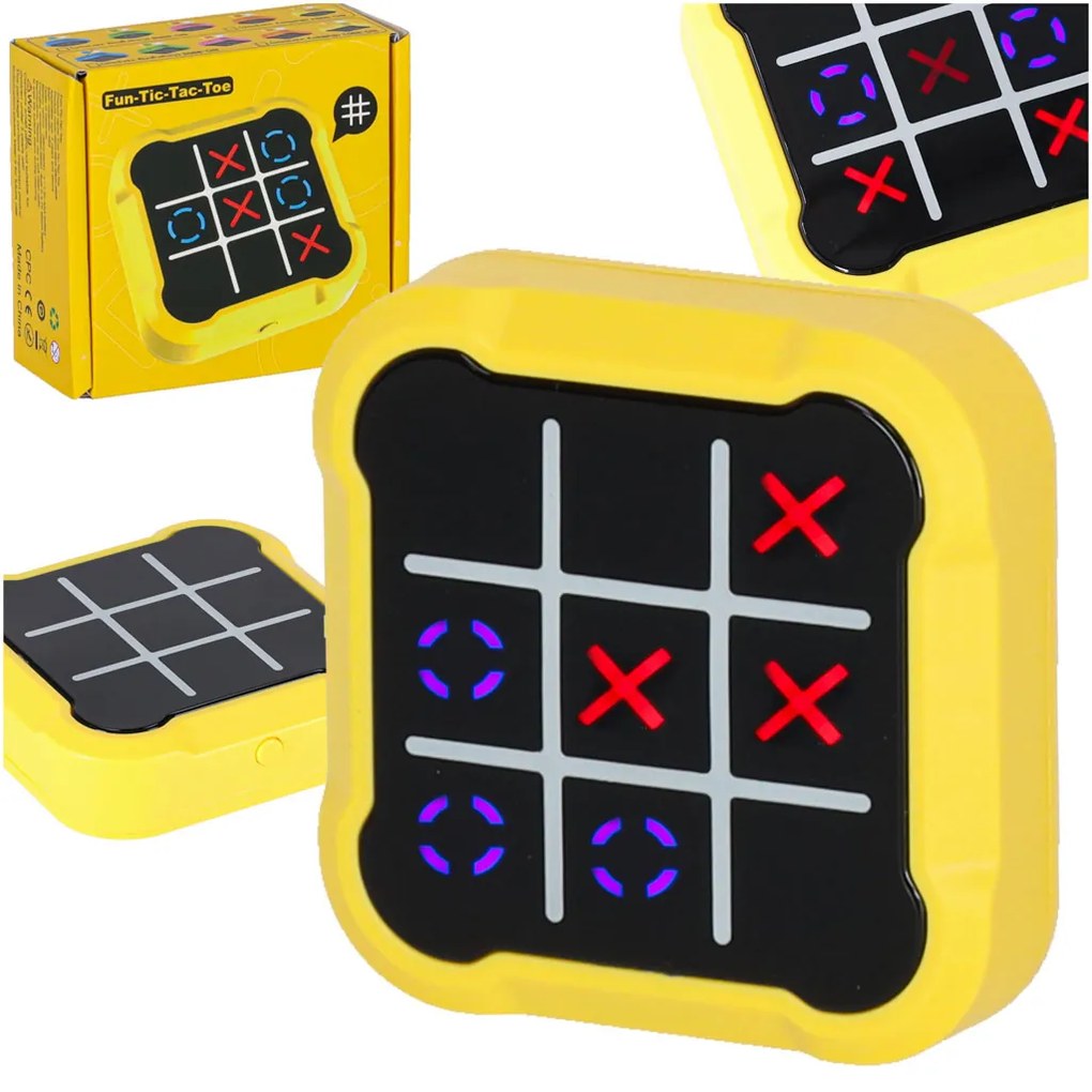 KIK Elektronická logická hra 4v1 Tic-Tac-Toe, Memory a Hit the Mole, žltá